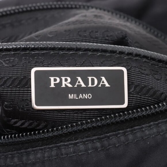 Prada Tessuto Nylon Leather Shoulder Bag Black - Picture 12 of 16